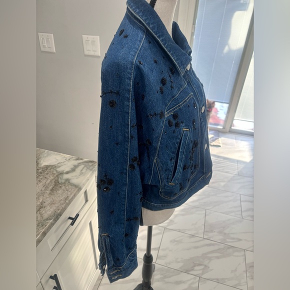 Pilcro Dark Blue Embellished Jean Jacket - Picture 5 of 11